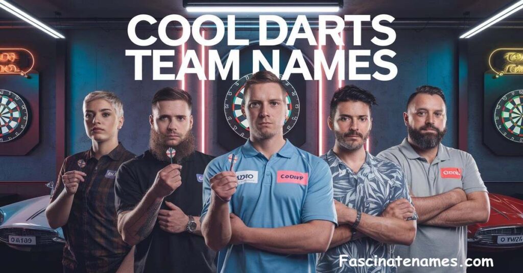 A creative collage of unique and fun darts team displayed on colorful dartboards.