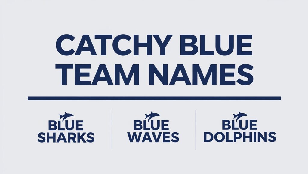 A creative display of catchy blue team names, showcasing vibrant colors and engaging typography.